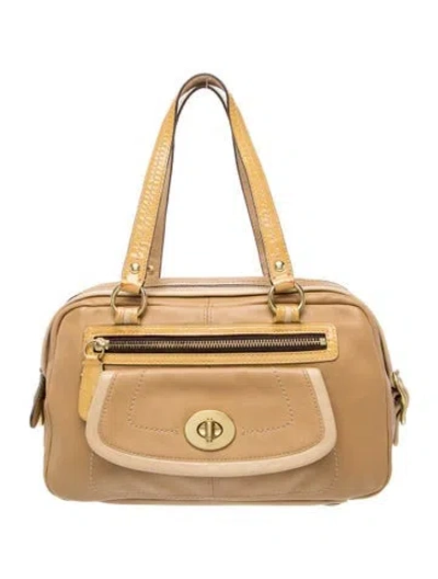 Pre-owned Coach Leather Top Handle Bag In Neutral