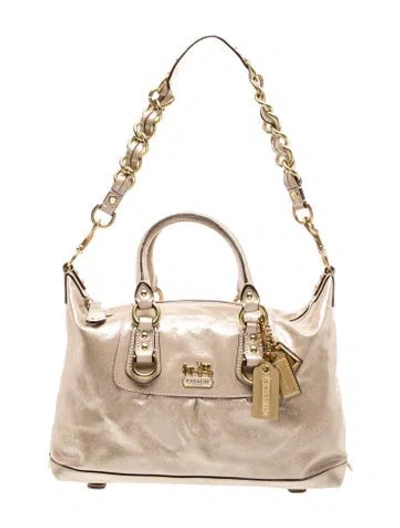 Pre-owned Coach Leather Top Handle Bag In Neutral