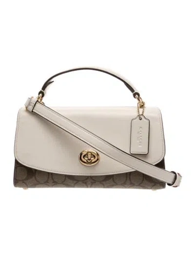 Pre-owned Coach Leather Top Handle Bag In Neutral