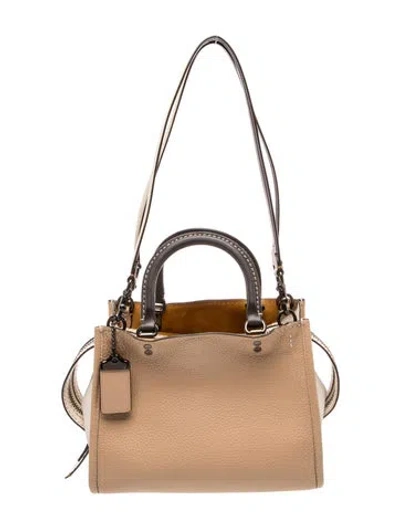 Pre-owned Coach Leather Top Handle Bag In Neutral