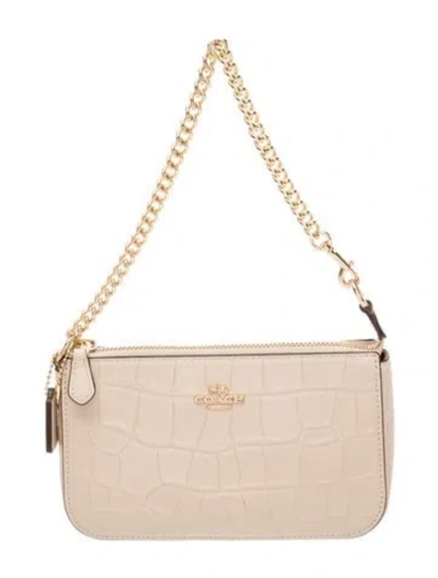Pre-owned Coach Leather Top Handle Bag In Neutral