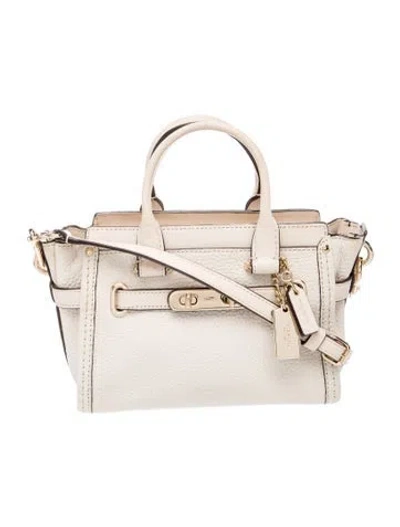 Pre-owned Coach Leather Top Handle Bag In Neutral
