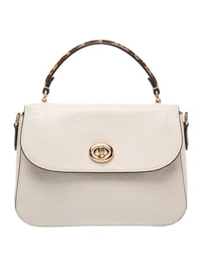 Pre-owned Coach Leather Top Handle Bag In Neutral
