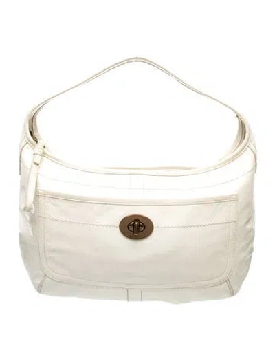 Pre-owned Coach Leather Top Handle Bag In Neutral