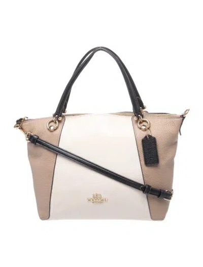 Pre-owned Coach Leather Top Handle Bag In Neutral