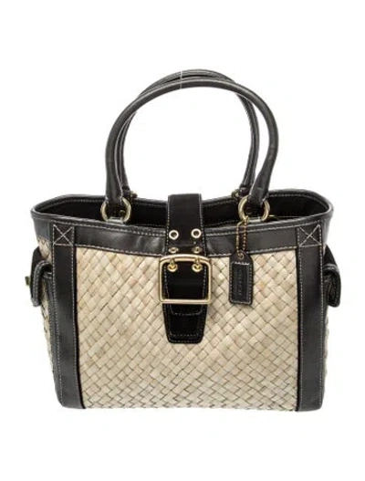 Pre-owned Coach Leather Top Handle Bag In Neutral