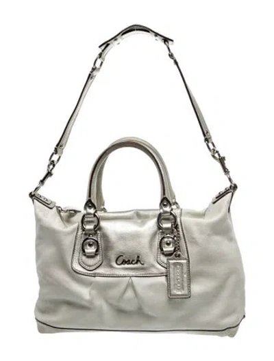 Pre-owned Coach Leather Top Handle Bag In Neutral