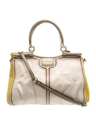 Pre-owned Coach Leather Top Handle Bag In Neutral