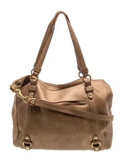 Pre-owned Coach Leather Top Handle Bag In Neutral