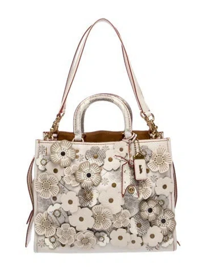 Pre-owned Coach Leather Top Handle Bag In Neutral
