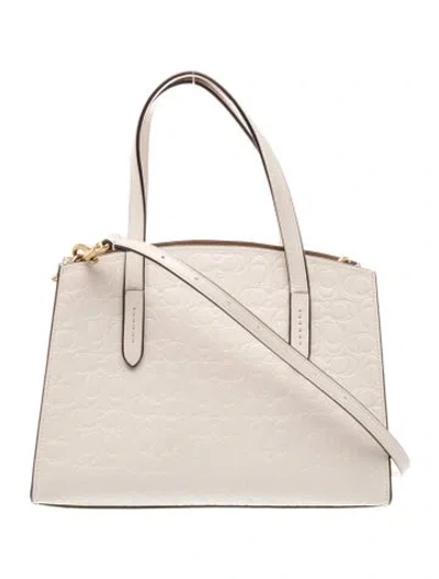 Pre-owned Coach Leather Top Handle Bag In Neutral