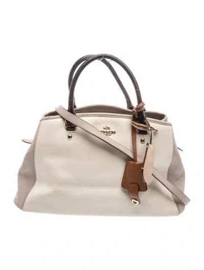 Pre-owned Coach Leather Top Handle Bag In Neutral