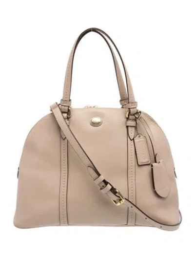 Pre-owned Coach Leather Top Handle Bag In Neutral
