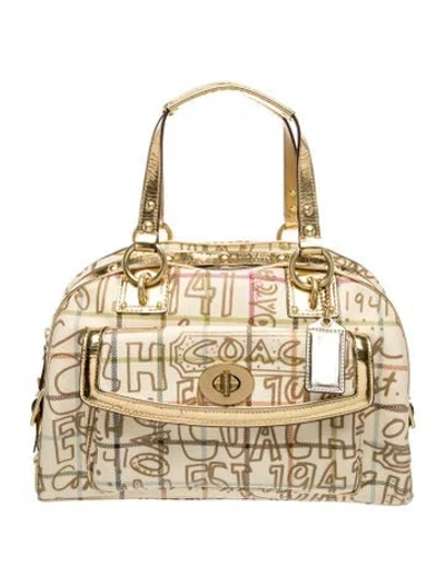 Pre-owned Coach Leather Top Handle Bag In Neutral