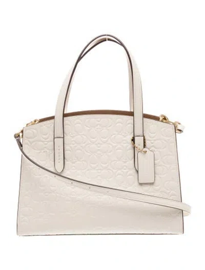 Pre-owned Coach Leather Top Handle Bag In Neutral