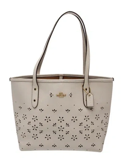 Pre-owned Coach Leather Top Handle Bag In Neutral
