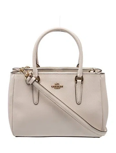 Pre-owned Coach Leather Top Handle Bag In Neutral