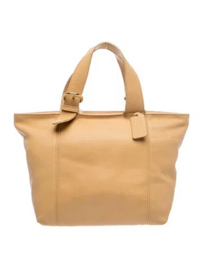 Pre-owned Coach Leather Top Handle Bag In Neutral