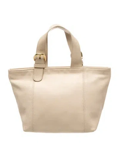 Pre-owned Coach Leather Top Handle Bag In Neutral