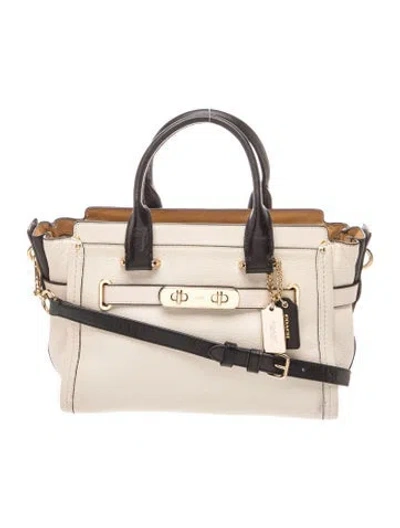 Pre-owned Coach Leather Top Handle Bag In Neutral