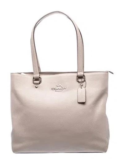 Pre-owned Coach Leather Top Handle Bag In Neutral