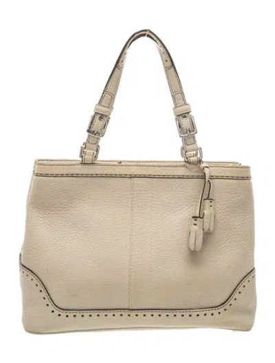Pre-owned Coach Leather Top Handle Bag In Neutral