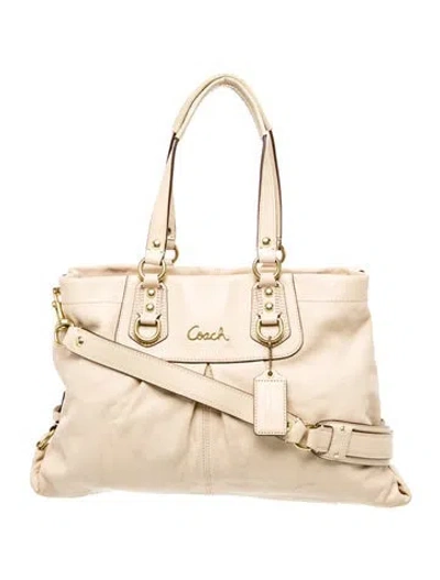 Pre-owned Coach Leather Top Handle Bag In Neutral