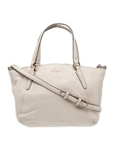 Pre-owned Coach Leather Top Handle Bag In Neutral
