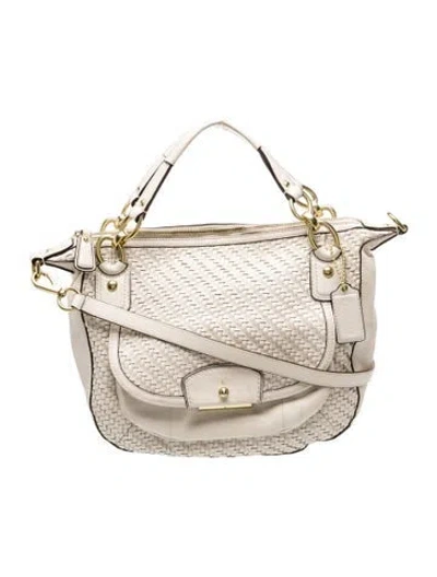 Pre-owned Coach Leather Top Handle Bag In Neutral