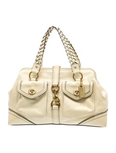 Pre-owned Coach Leather Top Handle Bag In Neutral