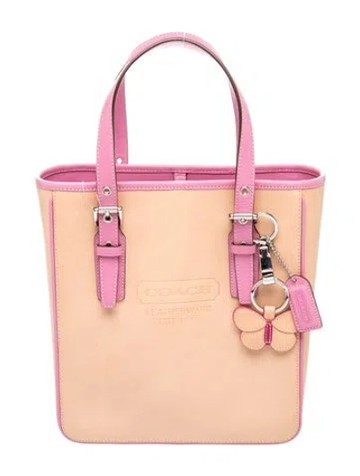 Pre-owned Coach Leather Top Handle Bag In Neutral