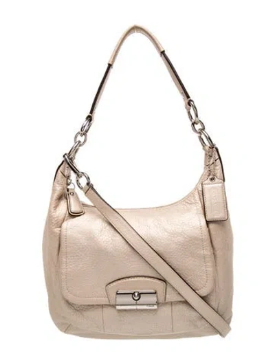 Pre-owned Coach Leather Top Handle Bag In Neutral