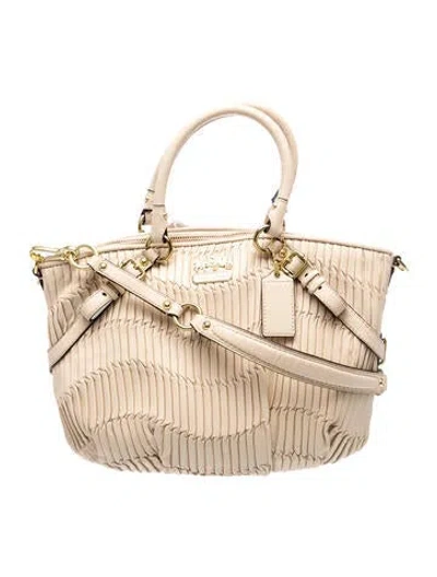 Pre-owned Coach Leather Top Handle Bag In Neutral