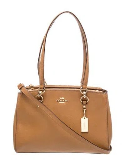 Pre-owned Coach Leather Top Handle Bag In Neutral