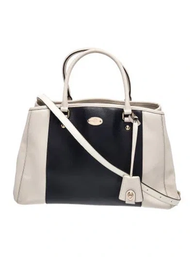 Pre-owned Coach Leather Top Handle Bag In Neutrals