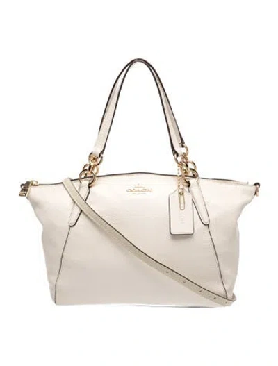 Pre-owned Coach Leather Top Handle Bag In Neutrals