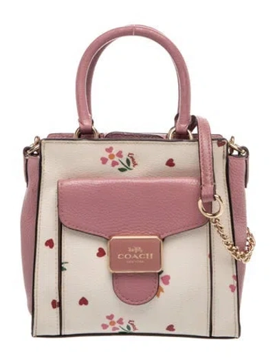 Pre-owned Coach Leather Top Handle Bag In Neutrals