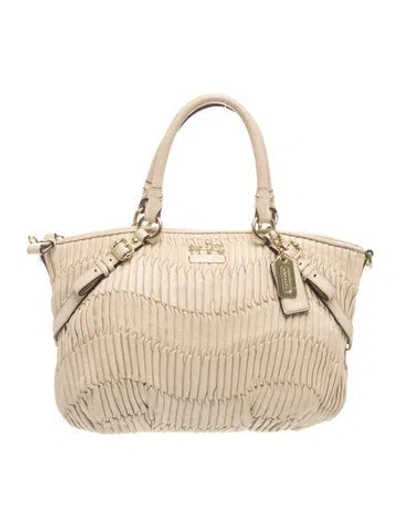Pre-owned Coach Leather Top Handle Bag In Neutrals