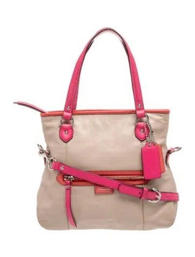 Pre-owned Coach Leather Top Handle Bag In Neutrals