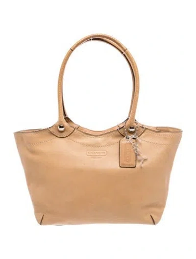 Pre-owned Coach Leather Top Handle Bag In Neutrals