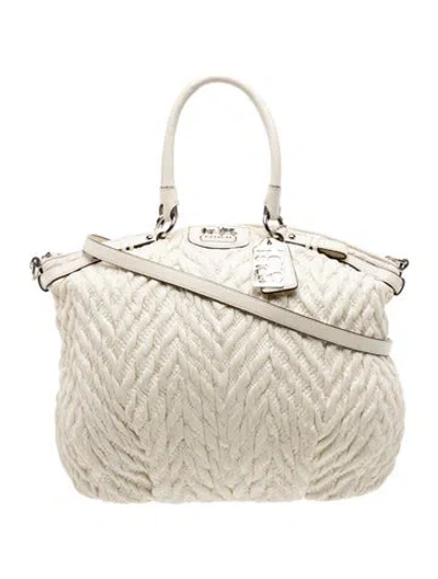 Pre-owned Coach Leather Top Handle Bag In Neutrals