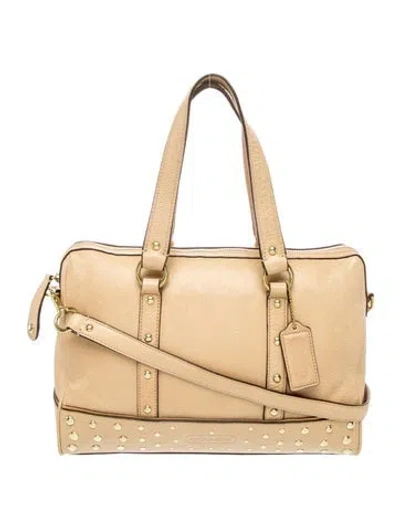 Pre-owned Coach Leather Top Handle Bag In Neutrals