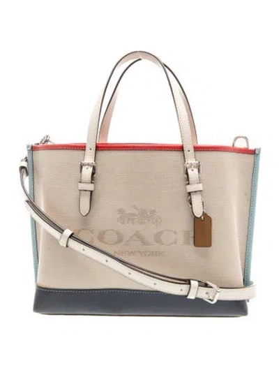 Pre-owned Coach Leather Top Handle Bag In Neutrals