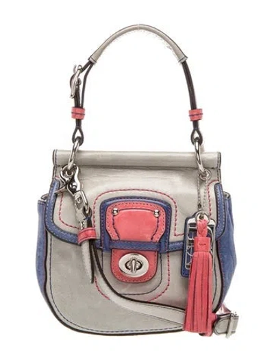 Pre-owned Coach Leather Top Handle Bag In Neutrals