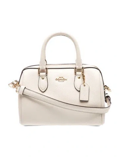 Pre-owned Coach Leather Top Handle Bag In Neutrals