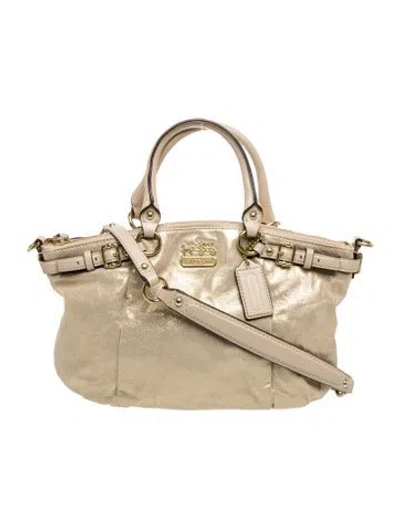 Pre-owned Coach Leather Top Handle Bag In Neutrals
