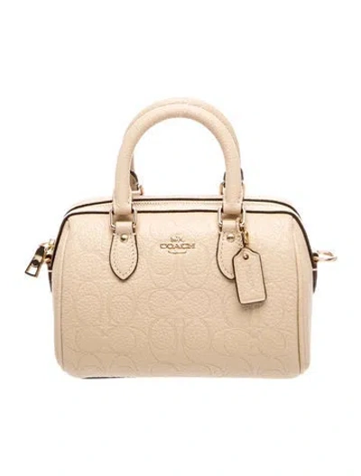 Pre-owned Coach Leather Top Handle Bag In Neutrals