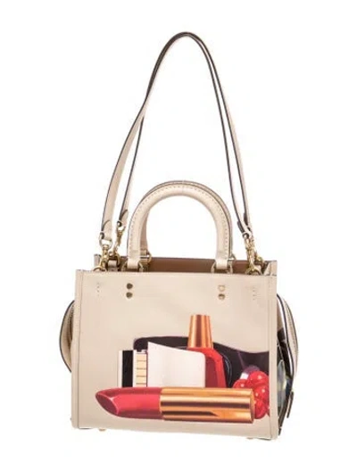 Pre-owned Coach Leather Top Handle Bag In Neutrals