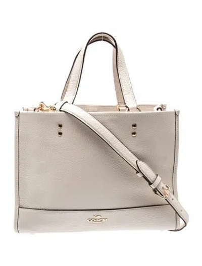 Pre-owned Coach Leather Top Handle Bag In Neutrals