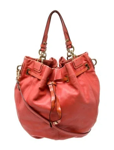 Pre-owned Coach Leather Top Handle Bag In Orange